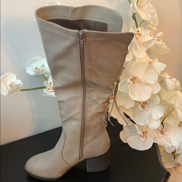 Gray Faux Leather Boots - Picture 3 of 7